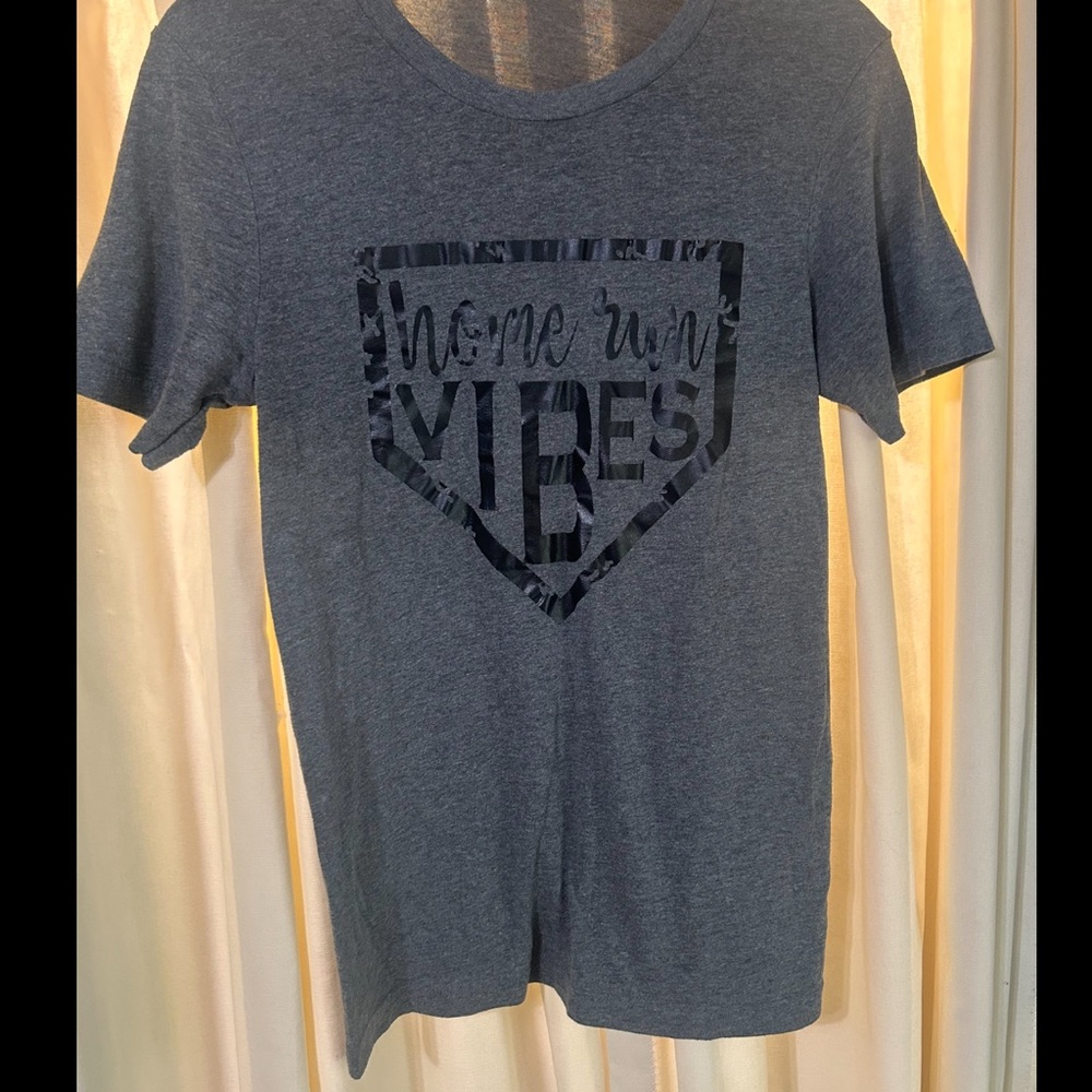 10$ TEE Gray Baseball Home Run Vibes T-Shirt